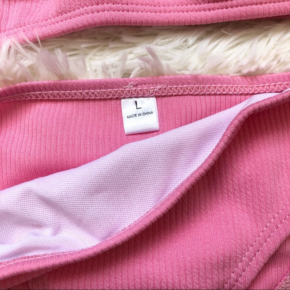 New Large Ribbed Pink Bikini Top & Bottom Set - Picture 4 of 6